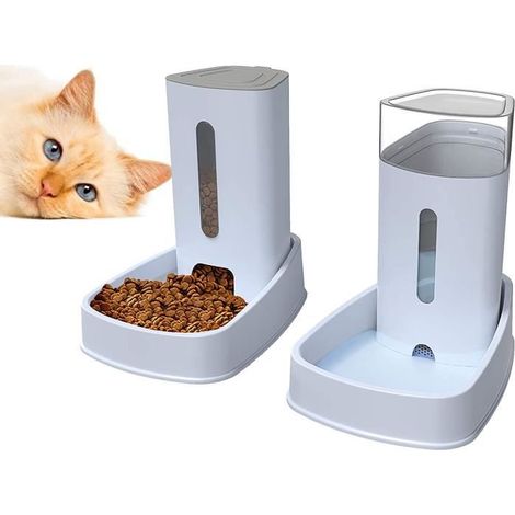 Set di 2 distributori di cibo e acqua per cani e gatti, 3,8 l x 2 pezzi - Grande (1/4)