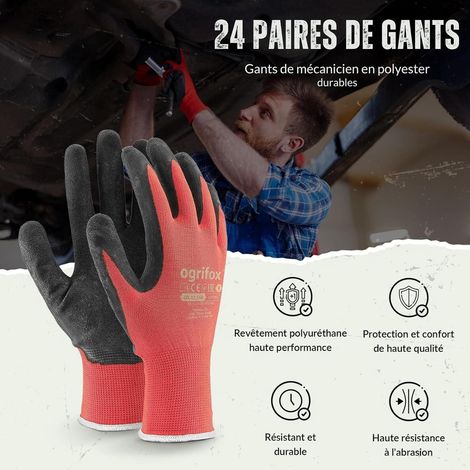 Gants de travail double couche résistants à l’usure et antidérapants + porte-gants avec pinces de fixation, ensemble pratique pour atelier (1/4)