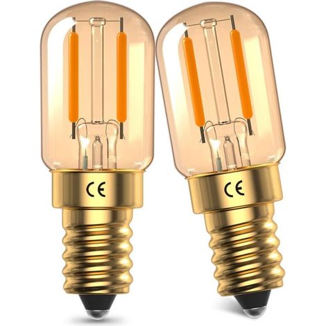 E14 Ampoule LED. 1W Mini Couleur Ambre Verre Ampoule. Lumière Douce Blanc Chaud 2200K. Equivalent 10W-15W. Ampoule à Filament LED E14. Non Dimmable. 95 Lumens. 2 Paquets [Classe énergétique A]