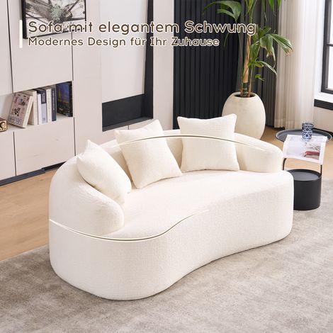 Divano modulare curvo a due posti in stile contemporaneo – Dimensioni compatte, include tre cuscini decorativi, ideale per case e appartamenti di piccole dimensioni, non richiede montaggio – Colore bi (1/5)