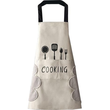 CCYKXA Women's kitchen apron with hand-drying pockets, large pocket, hand-drying, waterproof for cooking and baking (1/5)