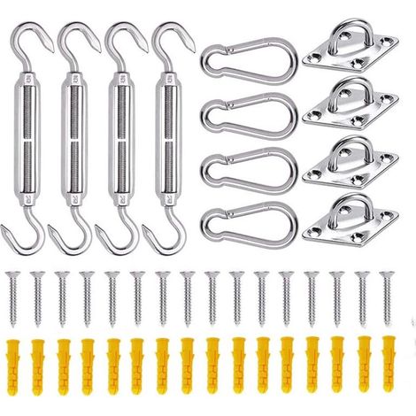 Awning Accessory Set, 44-piece, sturdy stainless steel fitting set for awning installation.