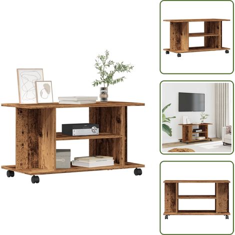 vidaXL TV-Regal mit Rollen Altholz-Optik 80x40x45 cm Holzwerkstoff (1/5)
