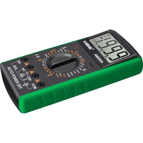 ANENG AN9205A Multimètre numérique 3 1/2 Écran LCD 1999 Compteur Gamme manuelle Compteur universel Résistance AC DC Capacité Transistor Testeur Ampèremètre multifonctionnel avec rétro-éclairage vert (1/5)
