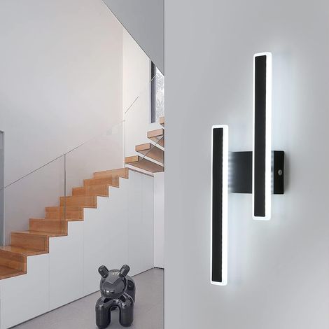 Comely – Applique murale intérieure LED 32W 3600LM – Lumière blanche froide 6500K – Design rectangulaire noir – Acrylique pour chambre et salon (1/5)