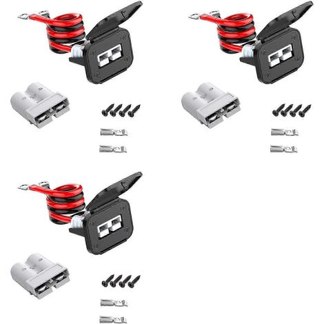 Compatible avec 3 connecteurs Anderson, connecteur de connexion/déconnexion de batterie 8 AWG 50 A, connecteur de câble de batterie de 50 cm (1,64 pi), câblage de treuil QAQ (1/5)