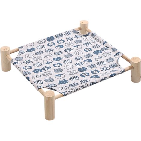 1 lit surélevé pour chat, bois naturel, structure aérée, usage intérieur/extérieur, adapté aux chats et chiens de taille moyenne (1/5)