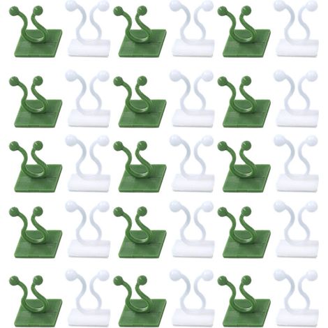 Bardusch - 100 clips de fixation muraux pour plantes grimpantes, supports adhésifs, crochets et pinces de fixation. (1/4)