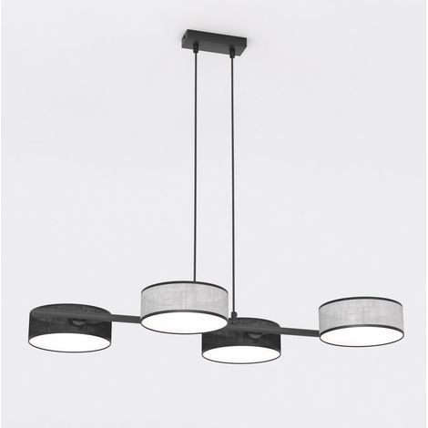 Lampada a sospensione DRUMZ in acciaio nero e tessuto