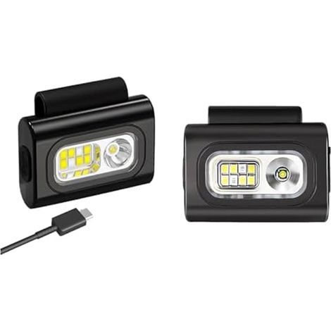 Ensemble de 2 lampes LED professionnelles à pince, avec 6 modes d'éclairage, rechargeables par USB, étanches, idéales pour la course à pied et le jogging. (1/5)