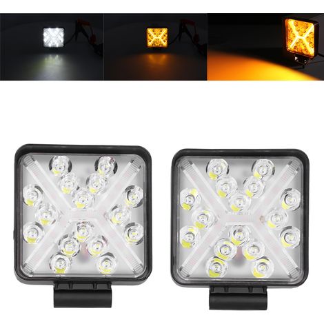 1 paire de bandes lumineuses de travail carrées intégrées de 4 pouces DRL adaptées aux camionnettes tout-terrain avec 3 lignes en forme de X (D0071) (1/5)