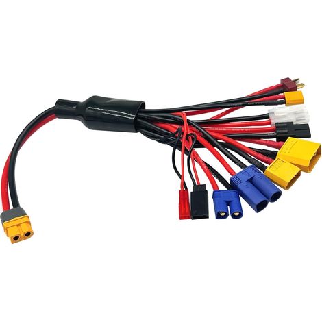 Adaptateur de chargeur de batterie Lipo - Câble répartiteur 10 en 1 Octopus vers XT60H - Pour TRX, T-Plug, Tamiya, JST, XT90, XT60, XT30, EC3, EC5 (1/4)