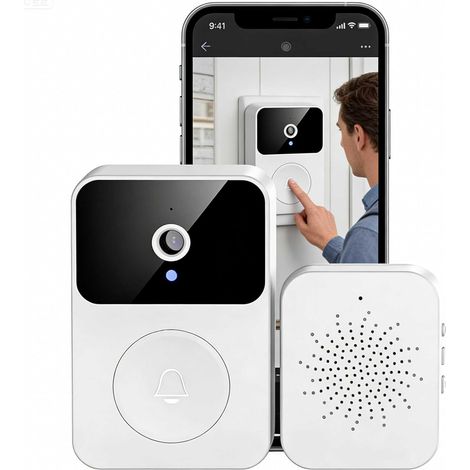 Générique Sonnette sans Fil,avec caméra Sonnette caméra1080p,Surveillance de Vision Nocturne HD,interphone à Domicile,Support de sécurité Intelligent,Audio Bidirectionnel-CC (1/5)