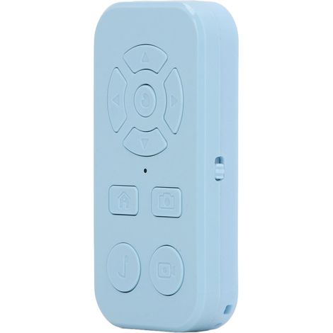 Télécommande Bluetooth bleue à 9 touches pour tourner les pages, compatible avec les smartphones et permettant l'enregistrement vidéo sans fil et le défilement automatique.