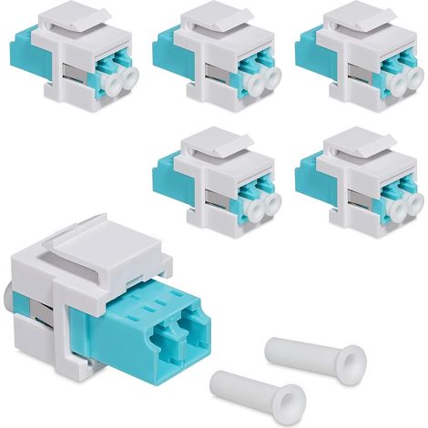 6x Adaptateur Keystone Coupleur Fibre Optique, Module Connecteur pour Câble Réseau LC-Duplex, Montage Snap-In, Panneau de Brassage (1/5)