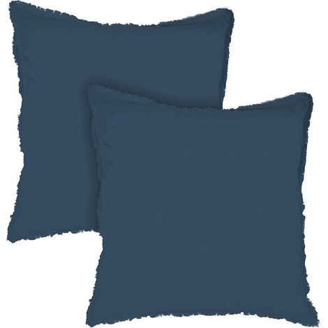 Lot de 2 taies d'oreiller Coton LAVÉ à Franges 100% Coton (1/5)