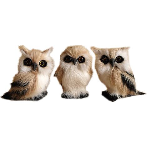 Decoración de minifiguras + Figuras de búhos + Set de accesorios de mini búhos + Lindo pelaje de cabra de plástico, 3 piezas, Hada de jardín DIY (1/5)