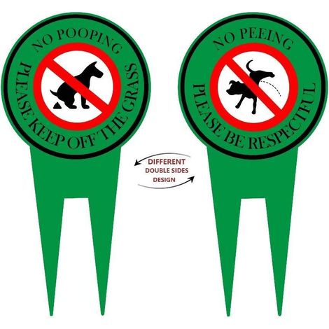 Panneau double face 15 x 30 cm Interdit aux chiens de faire leurs besoins » avec piquet Empêchez les chiens de faire leurs besoins sur votre pelouse Message poli : Merci de respecter la pelouse
