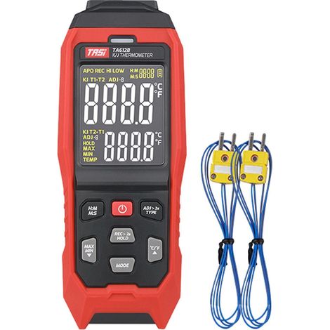 TA612B 2 Canaux Thermomètre à Thermocouple Type K/J -2001372°C / -3282501°F Numérique Portatif LC-TA612B-Rouge (1/5)