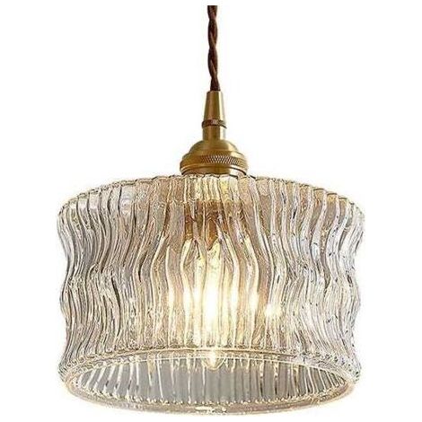 BUNTHAUS Suspension LED 4W Lumière Chaude Jour en Verre Ondulé Ø16cm Câble Ajustable 1.5m Éclairage Décoration pour Intérieur/Extérieur (Culot E27) (1/4)