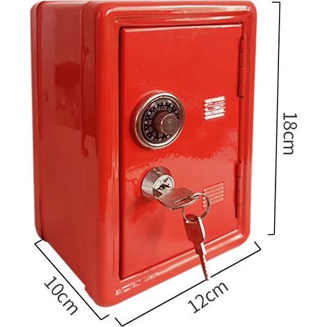 Coffre-fort électronique pour enfants, tirelire rouge avec serrure à combinaison, fente pour pièces et clé de sécurité (1/5)