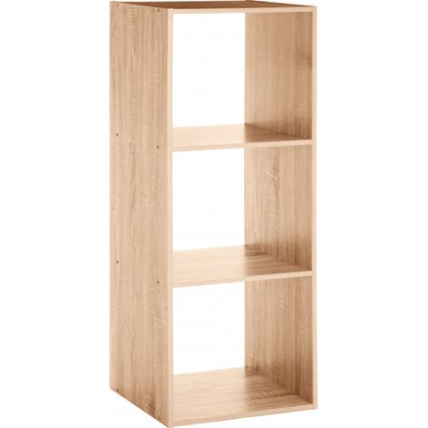 Étagère colonne 3 cases Mix "Effet chêne" Atmosphera