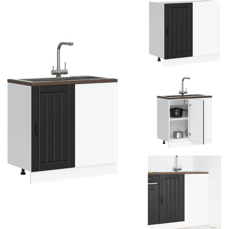 The Living Store Meuble bas de cuisine « Lucca » en bois d'ingénierie noir - Rangement cuisine (1/5)