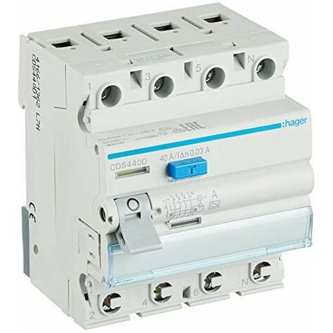 Hager CDS440D FI-contatore, 4P 6KA 40A 30mA Typ A QC (1/3)