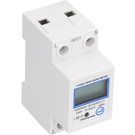 1-Phasen-2-Draht-Energiezähler mit multifunktionalem LCD-Digitaldisplay, 2-polig, DIN-Schienen-Anschluss, für den Hausgebrauch (1/5)