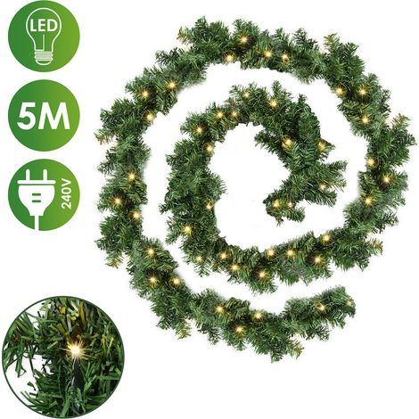 SWANEW Ghirlanda di Natale artificiale da 500 cm Ghirlanda LED verde Abete Ivy Decorazione natalizia ideale. per camera da letto Porta parete Finestra Scale Camino (1/5)