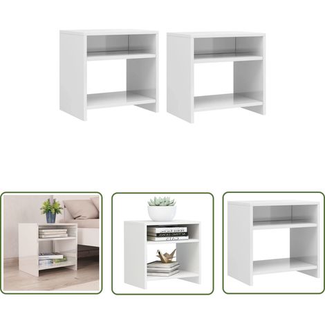 The Living Store Nachttische 2 Stk. Hochglanz-Weiß 40x30x40 cm Holzwerkstoff - Nachtschrank - Nachttisch - Holzwerkstoff Möbel - Weißes Bettzeug - Wohnzimmerstil (1/5)