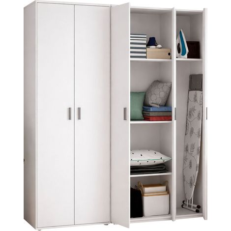 Armadio Multiuso Grande Rosarno, Modulabile, 7 Ripiani, 5 Ante, 177x190h cm Bianco