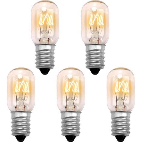5x Ampoule Frigo 15W E14 Ampoule Lampe de Sel Dimmable Blanc Chaud, Ampoule Hotte Aspirante, 2700K 300 Degré Lampe pou Four, Machine à Coudre, Micro-ondes, Refrigerateur [Classe énergétique G] (1/5)