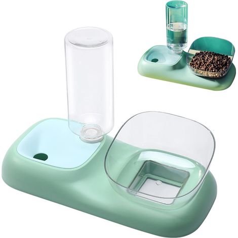 Distributeur automatique de nourriture pour chats, gamelles 2-en-1 pour la nourriture et l'eau, ensemble de gamelles résistantes à l'usure pour chats, distributeur de nourriture pour chiens, gamelles (1/5)