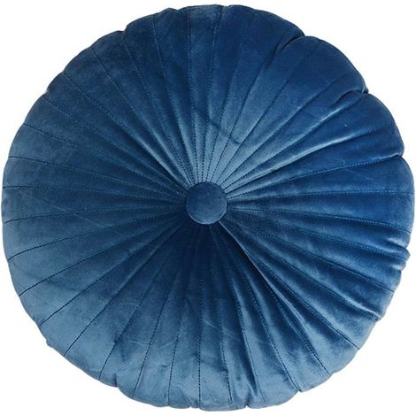 Coussin rond simple en forme de citrouille, coussin de chaise de bureau, décoration minimaliste pour chambre (35 cm x 8 cm, bleu) (1/5)
