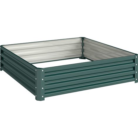 GagaCarré potager de jardin tôle d'acier ondulée 120 x 120 x 30 cm vert foncé (1/5)
