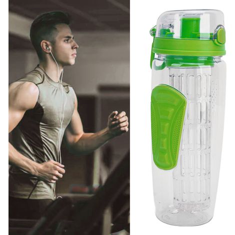 Tritan-Wasserflasche für Outdoor-Sportarten, großes Fassungsvermögen, ideal für Sommer und Fitness (mit Tee- und Aufgussfilter), grün. (1/5)
