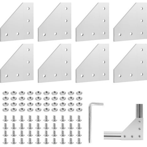 8Pcs Plaque de Connexion Profil en Aluminium 40 x 40 L Plaque de Jonction Extérieure, Supports D'angle, Plaque D'angle, Profilés Extérieur L Forme avec Écrous vis clé pour 9mm Profilé Alu (1/5)