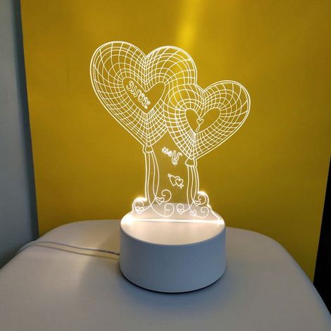 Veilleuse LED - Découpe Métallique - Décoration Chambre Salon Fête Saint-Valentin Noël Mariage - 1 Pièce (1/2)