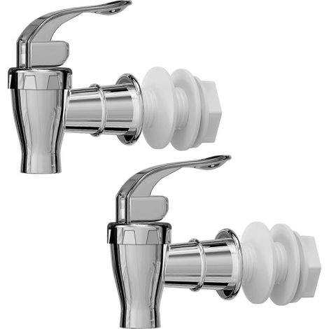 Lot de 2 robinets argentés pour distributeurs de boissons, robinets de remplacement à poussoir avec levier de contrôle du débit. (1/5)