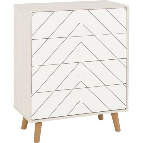 Dixie 4 Drawer Chest - L39.5 x W78 x H98 cm - Dusty Grey/White