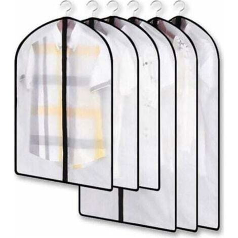 6 housses transparentes anti-mites, lot d’housses anti-mites, housses anti-poussière pour vêtements, idéales pour protéger les vêtements et les chemises dans une armoire