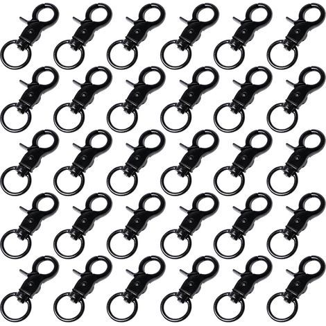 30 Pièces Fermoir Mousqueton Pivotants Noir Crochet Pivotant avec Mousqueton Ciseaux de Métal Petit Pivotante pour Porte Clé, Laisses De Chien (1/5)