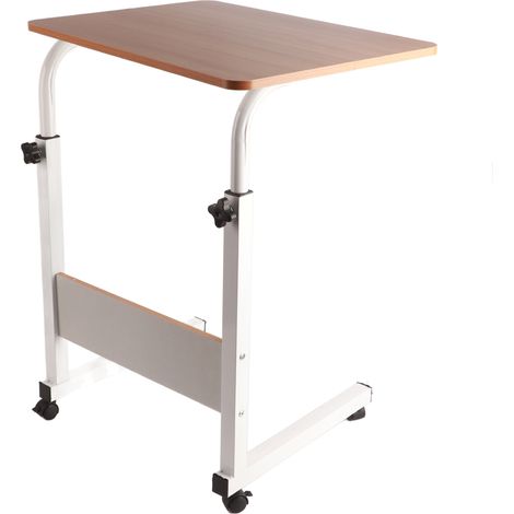 Bureau simple pour ordinateur portable, table de chevet minimaliste, bureau réglable en hauteur pour étudiant, table d'appoint pour dortoir, 60 x 40 cm, couleur noyer (1/5)