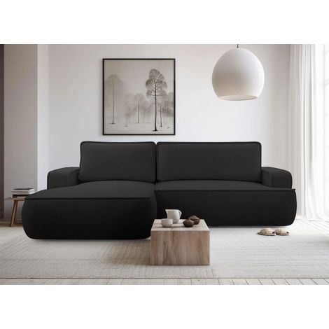 AX LIVING Ablia Sofa L Form mit Schlaffunktion Schwarzes 267 cm L