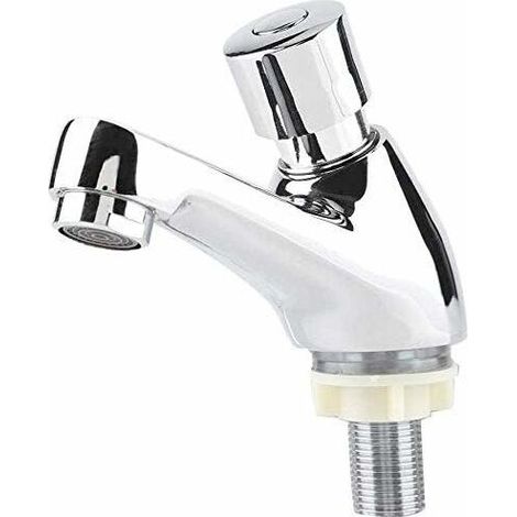 Robinet Temporisé Lave Main Lavabo Robinet Chromé Fermeture Automatique Robinet D'économie D'eau Robinet pour Cuisine Salle de Bain Lave-main WC (1/5)