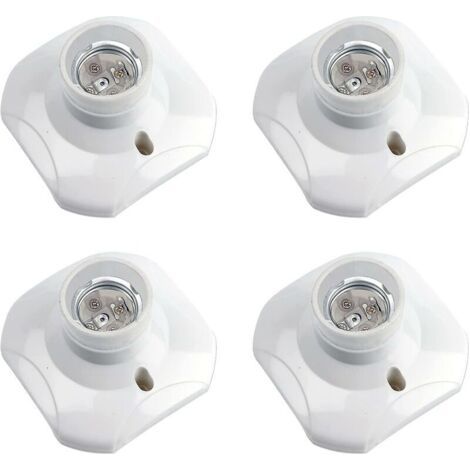 Pr Douille Plafond E27 à Visser, Douille E27 Garage, AC 220-240V, Support Douille pour Ampoule LED, Base Plafonnier Culot E27, Base de Lampe Plastique Blanche pour Lampe au Mur, lot de 4 (1/5)