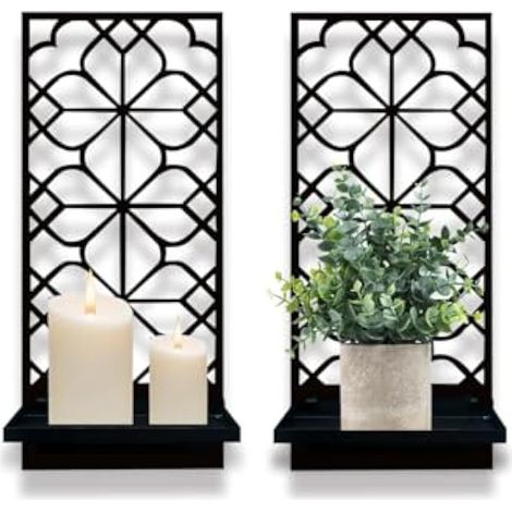 Décoration murale en métal pour salle de bain – Petites étagères décoratives – Bougeoir noir pour salon, chambre à coucher (1/5)