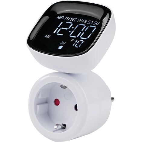 Prise Minuteur, Prise Programmable Digitale Minuterie Numérique Minuteur Prise Electrique 16A 3680W avec 10 Groupes Minuterie programmable et écran orientable à 360°, 230V CA (1/5)