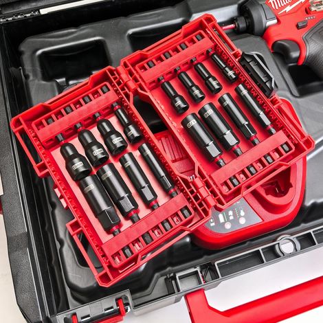 Kit de 16 Douilles Magnétiques Fortes Noires Résistantes aux Chocs, Ensemble Mixte Métrique et Impérial pour Clés à Choc et Réparation Automobile, 1 pièce (1/3)